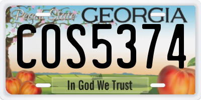 GA license plate COS5374