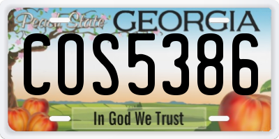 GA license plate COS5386