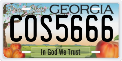 GA license plate COS5666