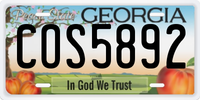 GA license plate COS5892