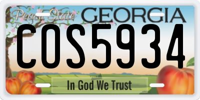 GA license plate COS5934