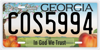 GA license plate COS5994
