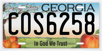 GA license plate COS6258