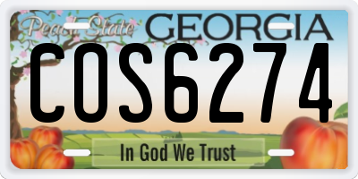 GA license plate COS6274