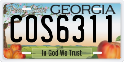 GA license plate COS6311