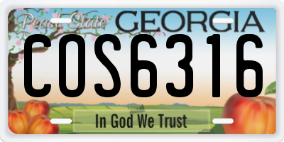 GA license plate COS6316