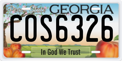 GA license plate COS6326