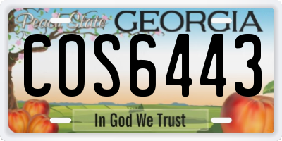 GA license plate COS6443