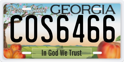 GA license plate COS6466