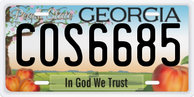 GA license plate COS6685
