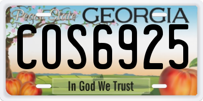 GA license plate COS6925