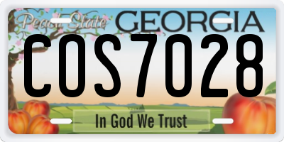 GA license plate COS7028