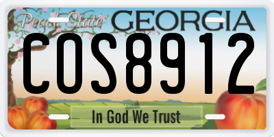 GA license plate COS8912