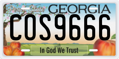 GA license plate COS9666