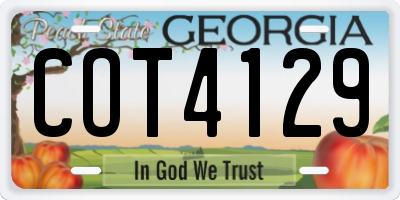 GA license plate COT4129