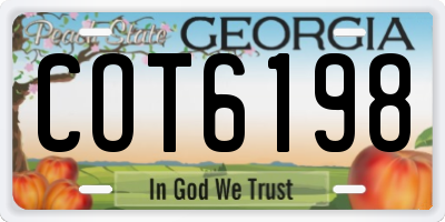 GA license plate COT6198