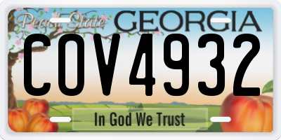 GA license plate COV4932