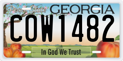 GA license plate COW1482