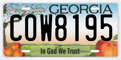 GA license plate COW8195