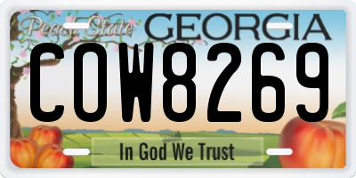 GA license plate COW8269