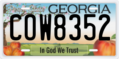 GA license plate COW8352