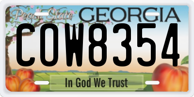 GA license plate COW8354