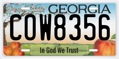 GA license plate COW8356