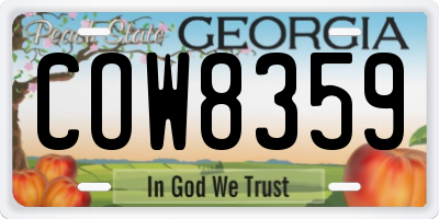 GA license plate COW8359