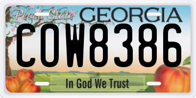 GA license plate COW8386