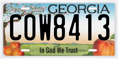 GA license plate COW8413