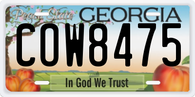 GA license plate COW8475