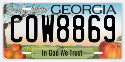 GA license plate COW8869