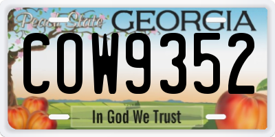 GA license plate COW9352