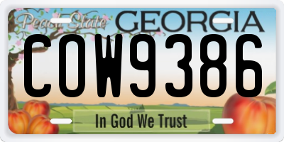 GA license plate COW9386