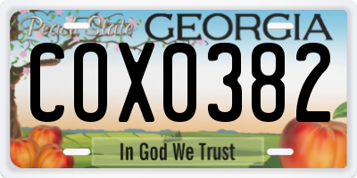 GA license plate COX0382