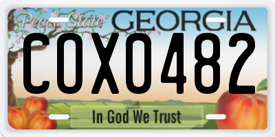 GA license plate COX0482