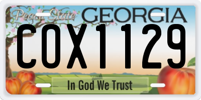 GA license plate COX1129