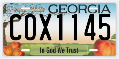 GA license plate COX1145