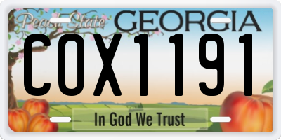GA license plate COX1191