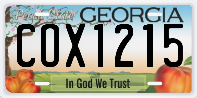 GA license plate COX1215