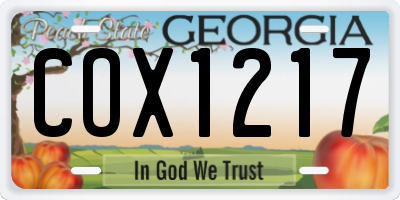 GA license plate COX1217