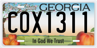 GA license plate COX1311