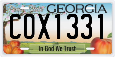 GA license plate COX1331