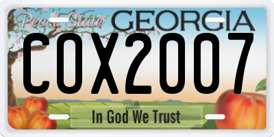 GA license plate COX2007