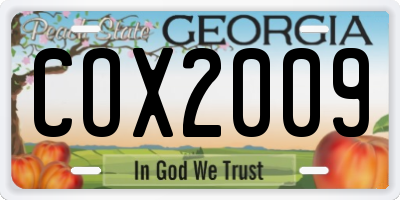 GA license plate COX2009