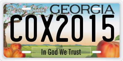 GA license plate COX2015