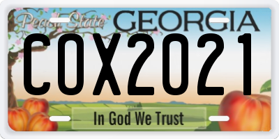 GA license plate COX2021