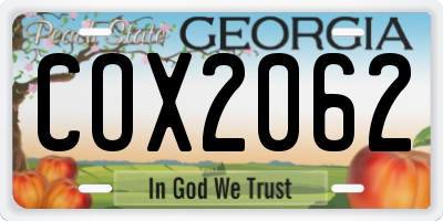 GA license plate COX2062