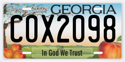 GA license plate COX2098
