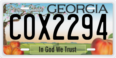 GA license plate COX2294